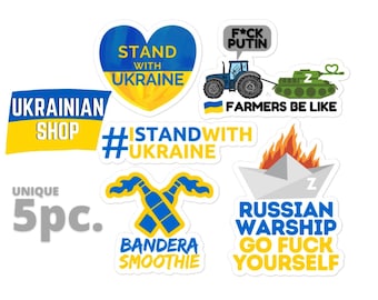 Ukraine Shops Stand with Ukraine Sticker Pack 5x Ukrainian flag Sticker Set Sticker Sheet