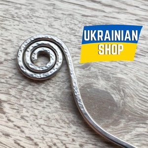 Hand Forged Aluminum Hair Stick: Viking Spiral Shawl Pin