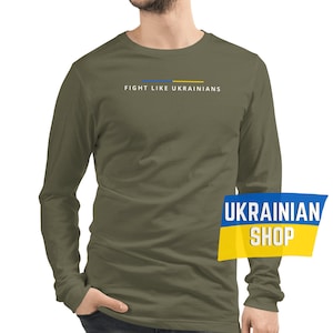 Fight Like Ukrainians Long Sleeve Shirt Ukrainian President Zelensky TV Shirt Men&#39;s Women&#39;s Tee Bella