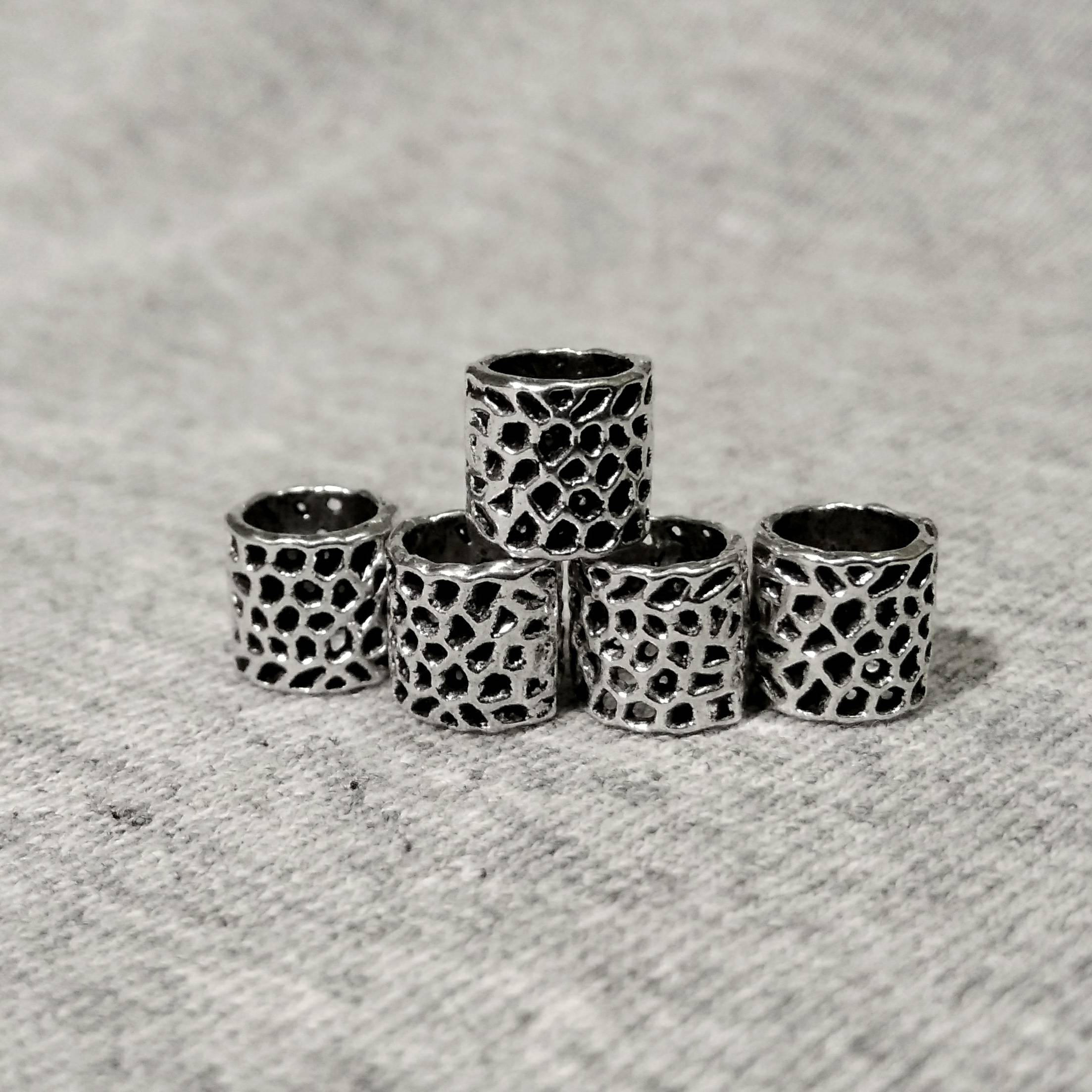 5x dread beads set silver dreadlock beads set steel dreadlock | Etsy
