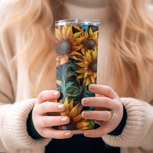 3D Stainglass Sunflower 20 oz Skinny Tumbler Sublimation Design, Straight & Tapered Wrap, Tumbler Wrap, PNG, Instant Download image 6