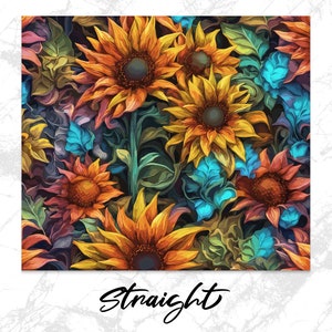 3D Stainglass Sunflower 20 oz Skinny Tumbler Sublimation Design, Straight & Tapered Wrap, Tumbler Wrap, PNG, Instant Download image 3