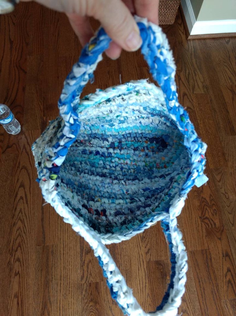Blue Crochet Rag Handbag