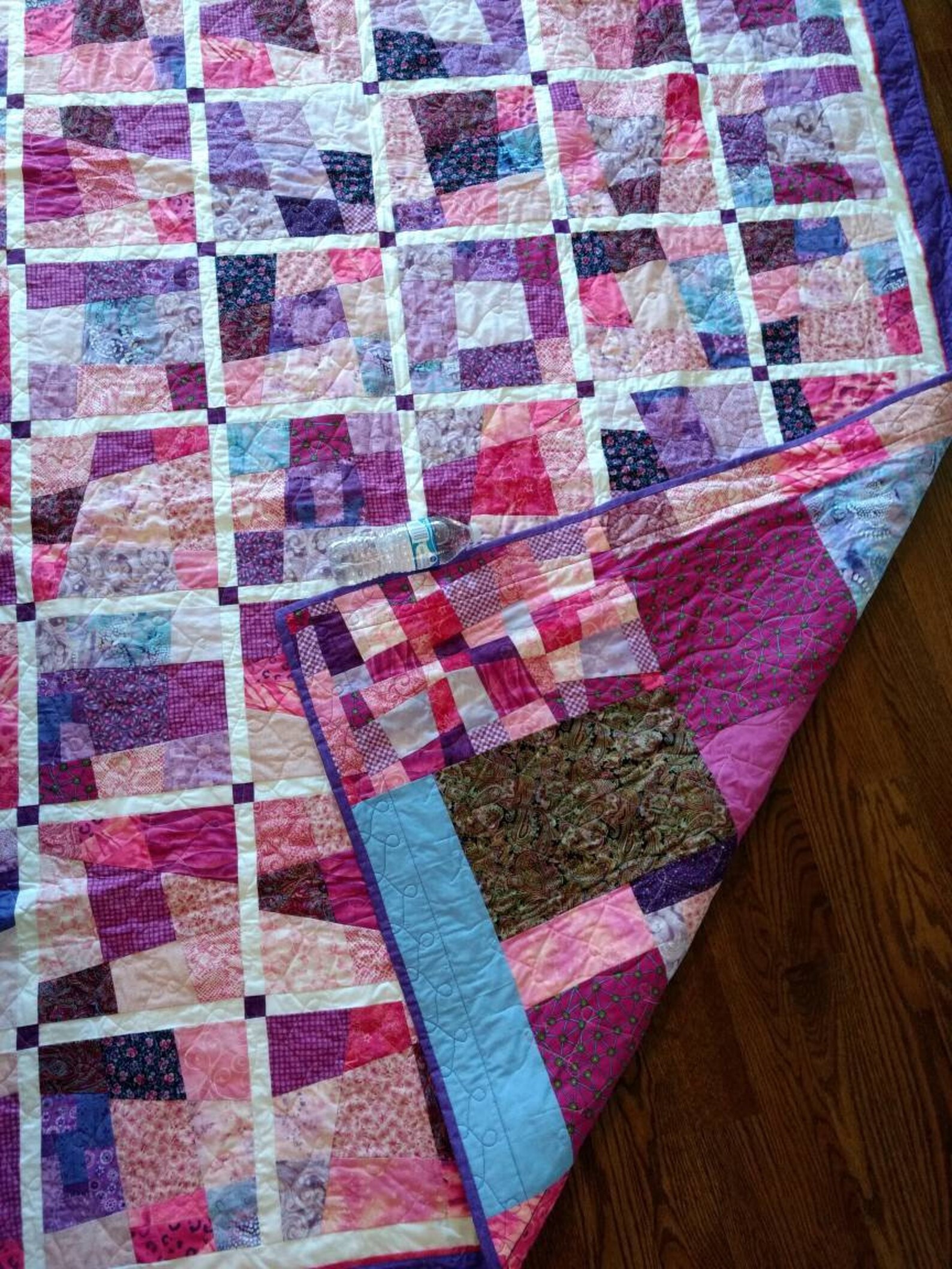 Pink and Purple Crazy Squares Quilt Etsy