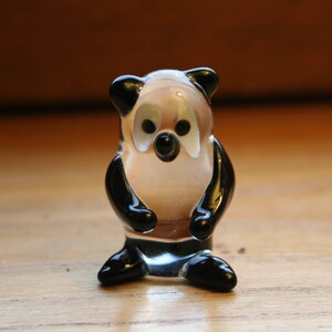 Panda, black, transparent and white, sculpture, glass, handmade / Handmade Glass Panda, black and white, boho, ethnic bohemian