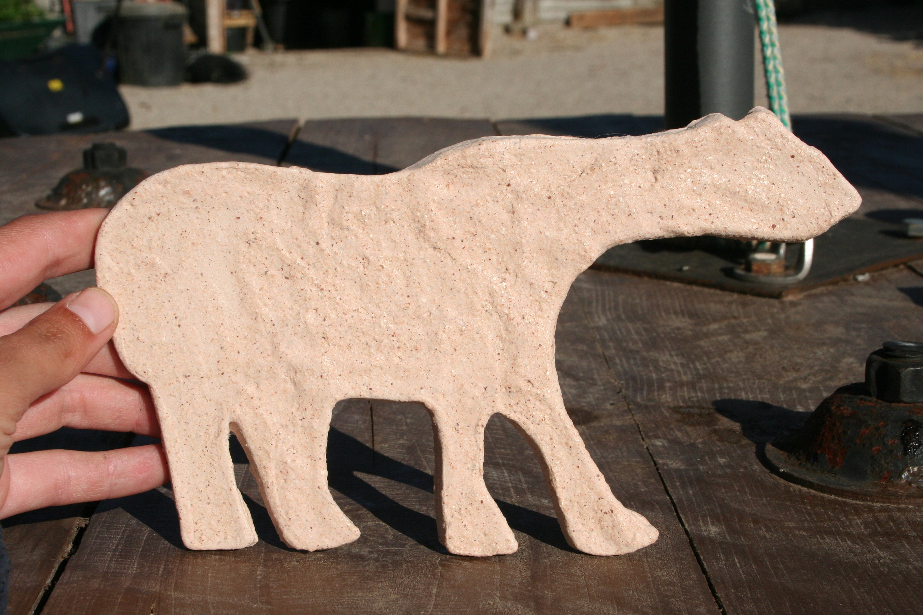 Dessous de Verre, Ours Polaire, Fait Main en Poterie, Céramique/Pottery Polar Bear Coaster, Handmade