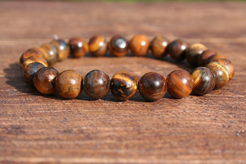 Handmade Tiger Eye Pearl bracelet  Handmade 8MM Natural Tiger/'s Eye Stone Beads Bracelet Men Women Stretch Lucky