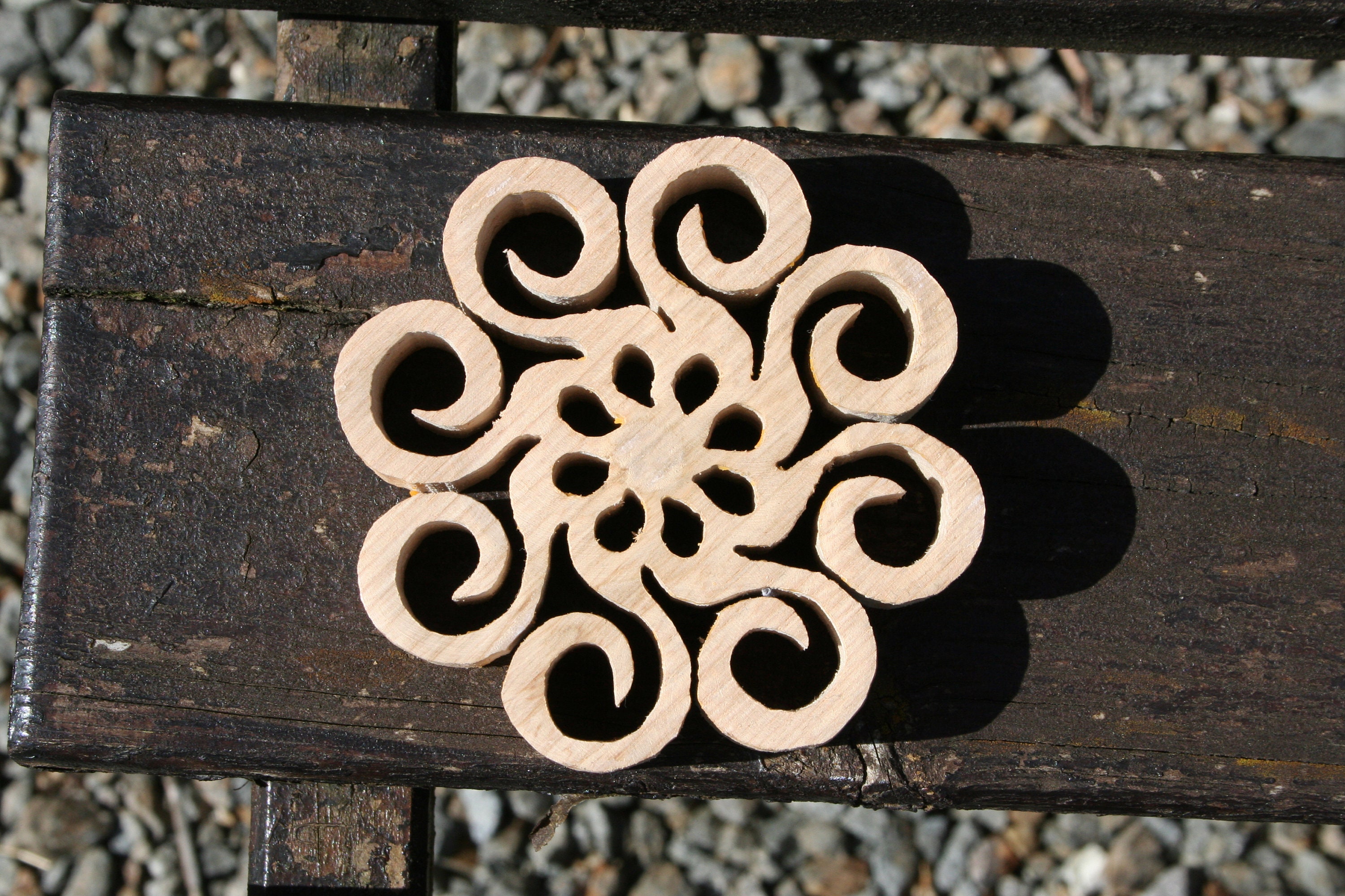 Dessous de Verre Mandala Bois Celtic Deco Art Murale Spirale/Intricate Wooden Carved By Hand Wall Ar