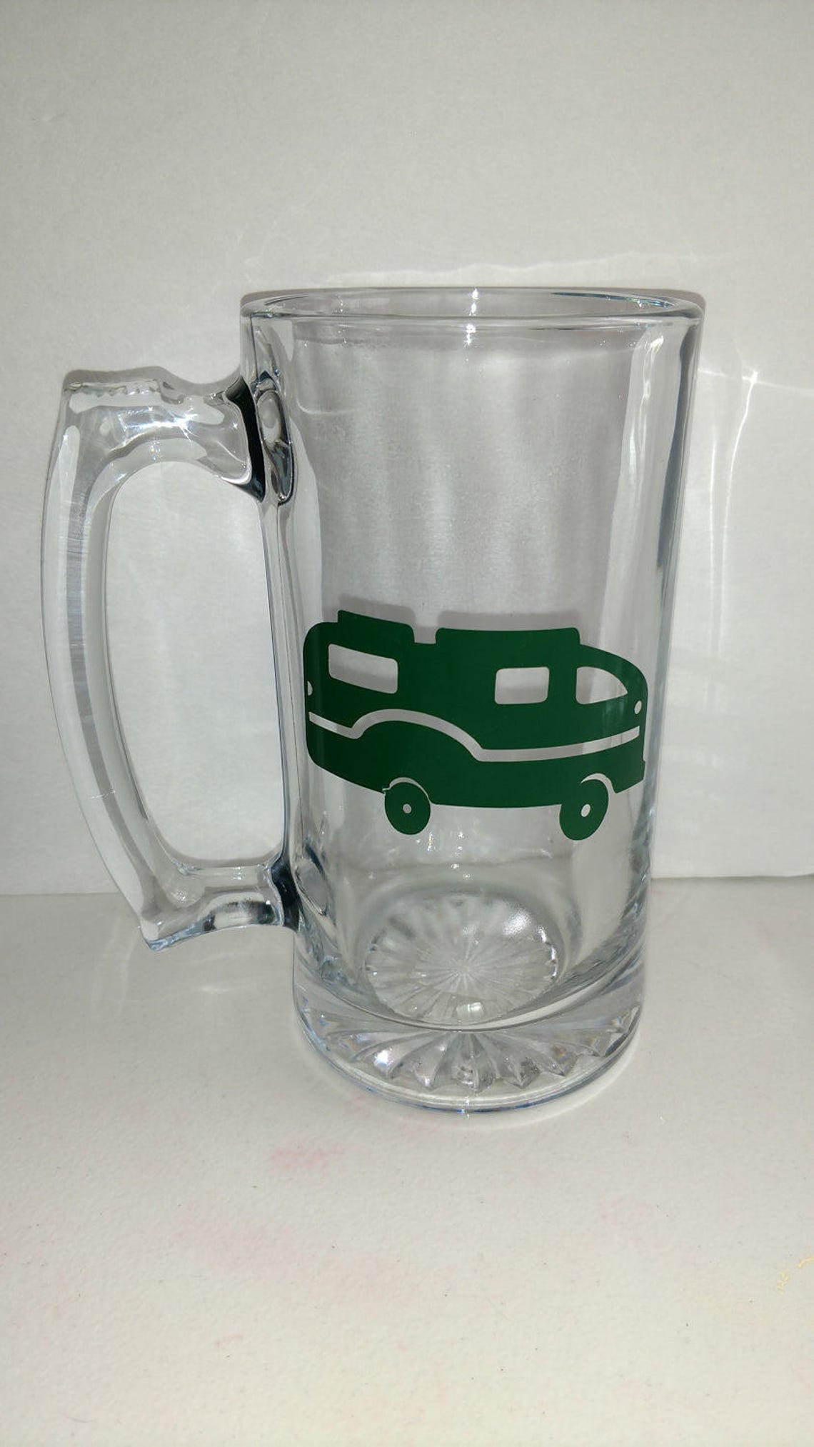 Camping Themed Glass Beer Mugs Etsy