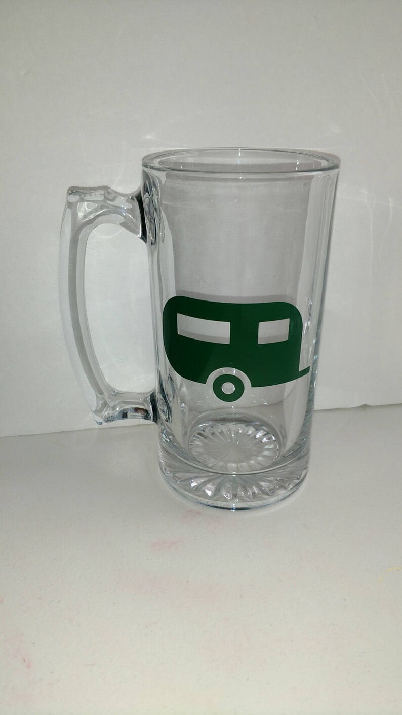 Camping Themed Glass Beer Mugs Etsy