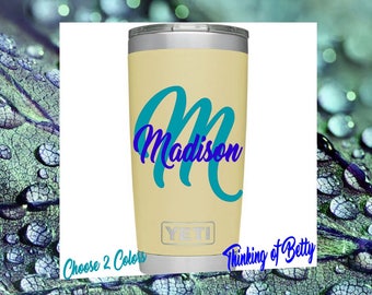 Personalized Vinyl Decal, Yeti Tumbler Decal, Cup Decal, Colster Decal, Vinyl Monogram Decal, RTIC, Ozark, Decal for Cup, Monogram Decal