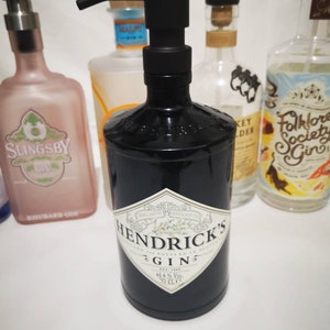 Hendricks 70cl gin bottle soap dispenser with stainless steel pump and water resistant label image 4