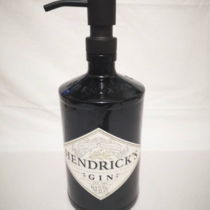 Hendricks 70cl gin bottle soap dispenser with stainless steel pump and water resistant label image 5