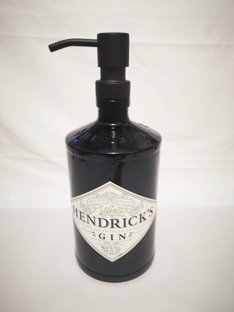 Hendricks 70cl gin bottle soap dispenser with stainless steel pump and water resistant label image 5