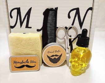 Beard and moustache care gift kit aka man box long lasting 7 piece kit by SoapDiJour