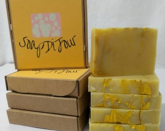 Gold frankincense and myrrh cold process soap enriched with Shea butter, is vegan and palm free by SoapDiJour