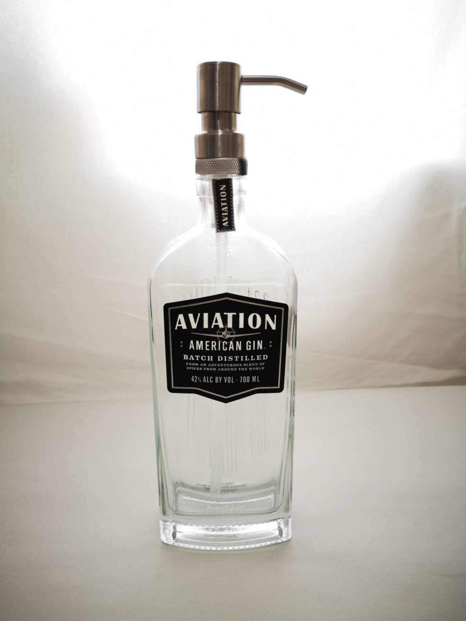 Aviation Gin Bottle Soap Dispenser With Stainless Steel Pump Etsy