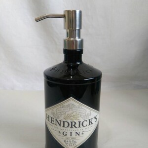 Hendricks 70cl gin bottle soap dispenser with stainless steel pump and water resistant label image 3