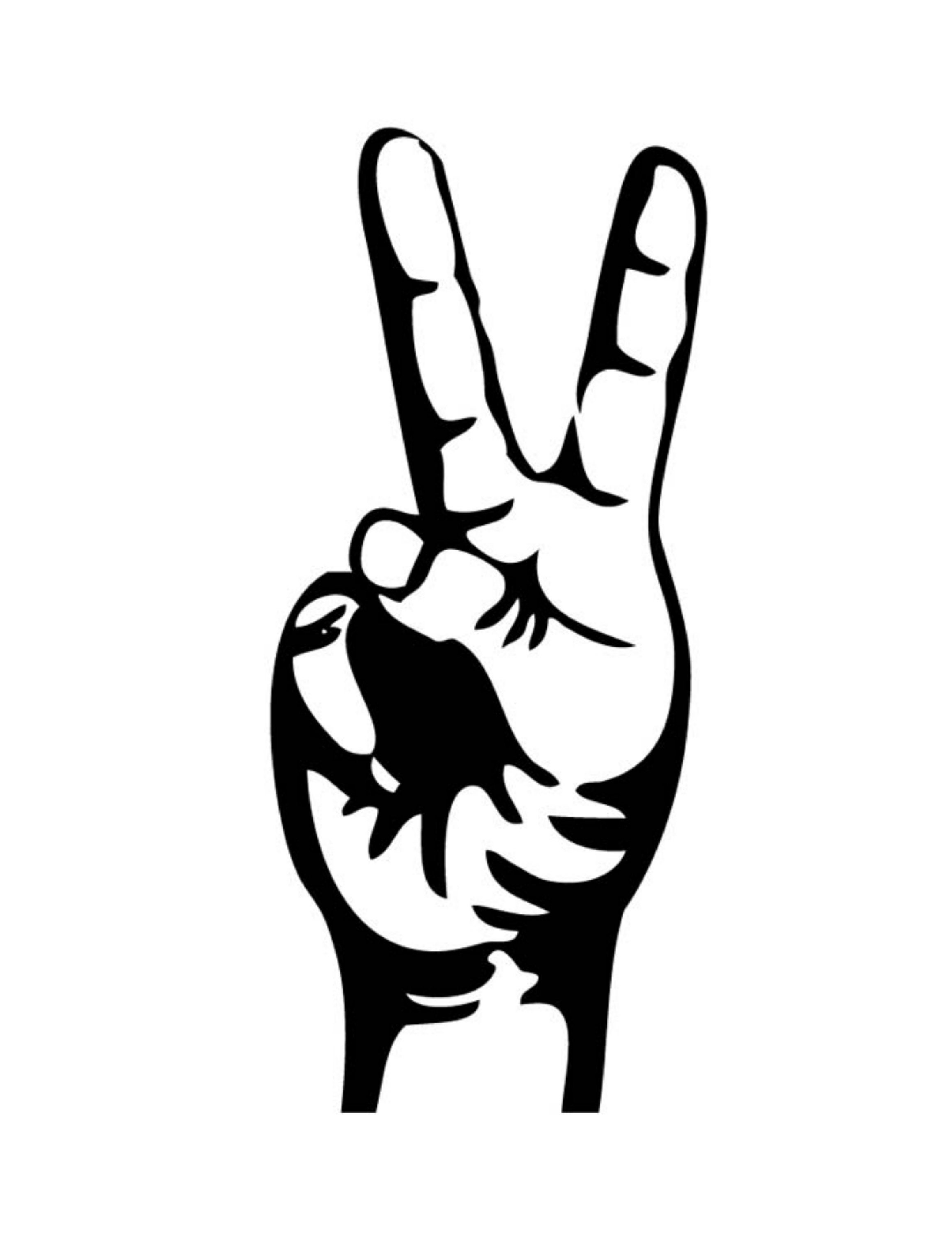 Peace Hand Wall Art 8.5x11 Digital Print Black and White Etsy