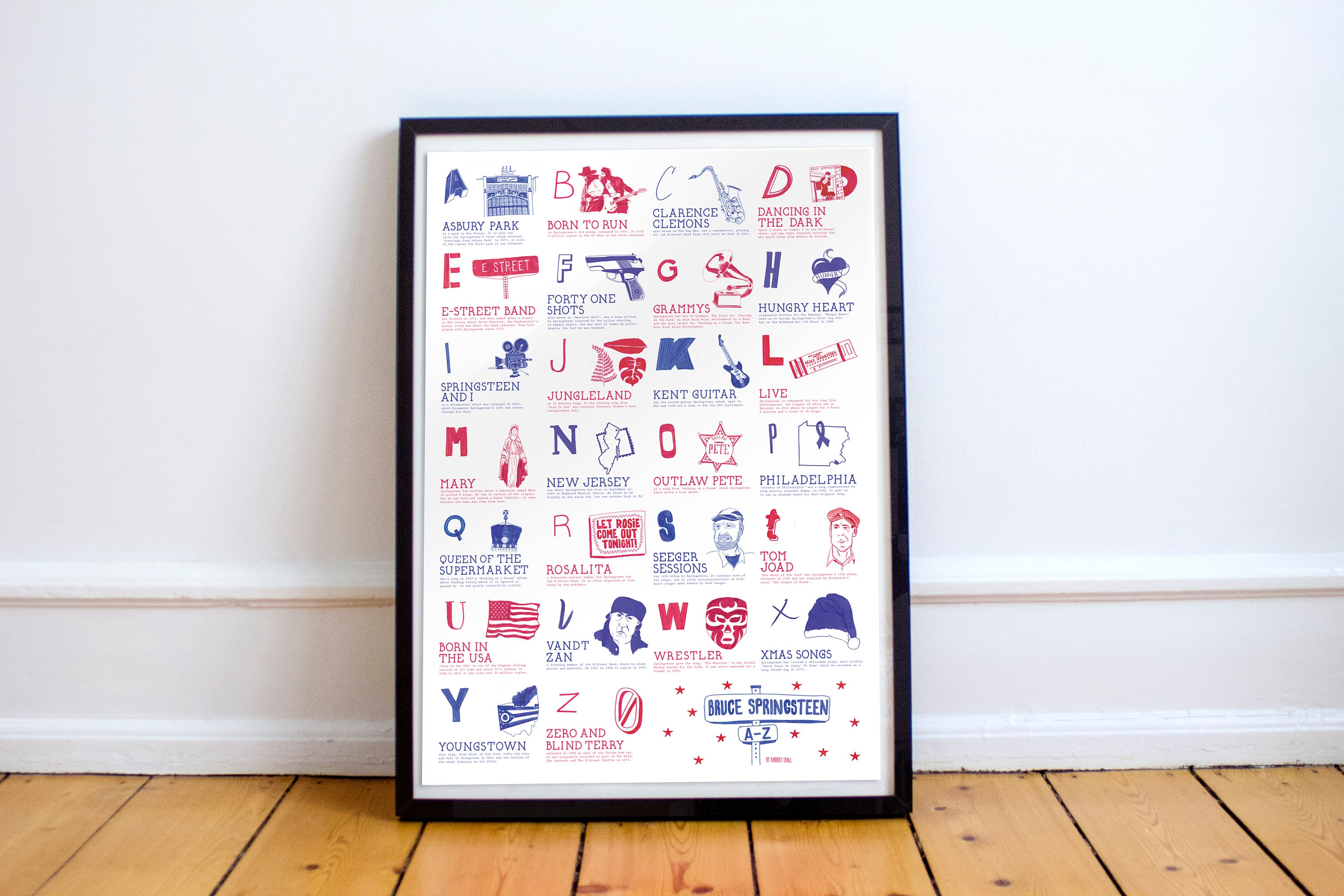 Discover Bruce Springsteen alphabet A2 poster