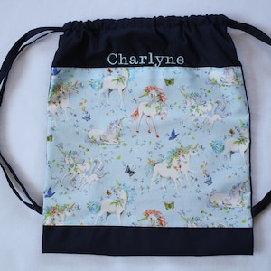sac à soulier, éducation physique, sac à chaussure, sac à dos, sac fourre-tout, sac pour garderie, sac école, sport, licorne