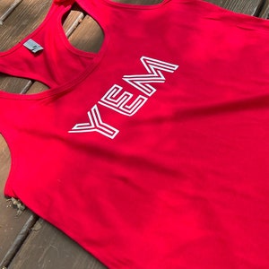 Phish YEM Women's Racerback Tank - You ENJOY Myself - Red Circle Donut - Phish Women