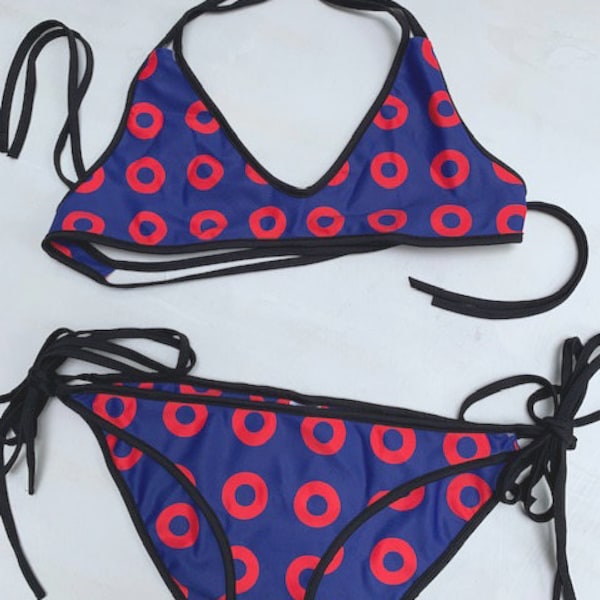 Phish Red Circle Donut Bikini - Red  Red Circle Donut - Fishman Donut - Red  Bikini- Fishman Bikini- Red Circle Donut Bikini - Phan