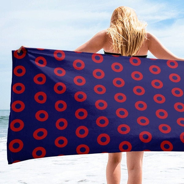 Phish Red Circle Donut Towel- Red Donut - Fishman Donut - Red Beach- Fishman Towel- Red Donut Towel-  Red  Circle Donut - Phish Inspired