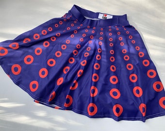 Phish Fishman Donut Flair Skirt, Donut Pattern, Red Circle Donut, Fishman Donut, Donut Skirt, Fishman Skirt, Phish Women,Concert Skirt,DONUT