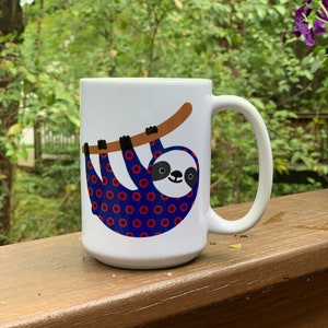 Sloth Red Circle Donut Mug 11oz or 15oz -Phish  - Phish Mug- Phish Sloth- Red Circle Donut- Henrietta Donut Sloth - Phish Inspired -HLDY