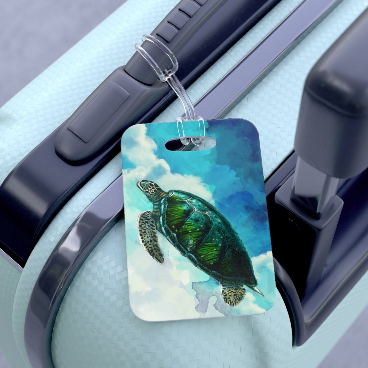 Turtles in the Clouds Luggage Tag, Red Circle Donut Luggage Tag