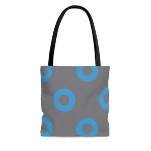 Sac cabas hameçon gris bleu clair, sac cabas rond donut hameçon gris, sac rond beignet gris, fourre-tout rond donut, donut rond, lot de produits dérivés