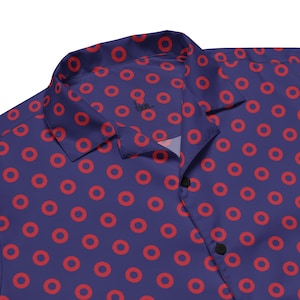 Phish Red Circle Donut Button Down Shirt- Phish Mens Gift - Red Circle Donuts Shirt - PHISH