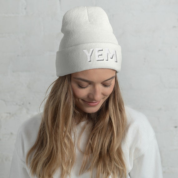 YEM Embroidered Beanie Red Hat Red Circle Donut Fishman Hat Yem