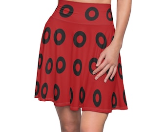 Phish Fishman Donut Flair Skirt Donuts, Black Donut on Red, Donut Skirt, Donut Skirt, Fishman Print, Phish Print, YEMSG, New Years