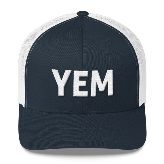 YEM Embroidered Hat Trucker Phan Hat Red Circle Donut Fishman Hat