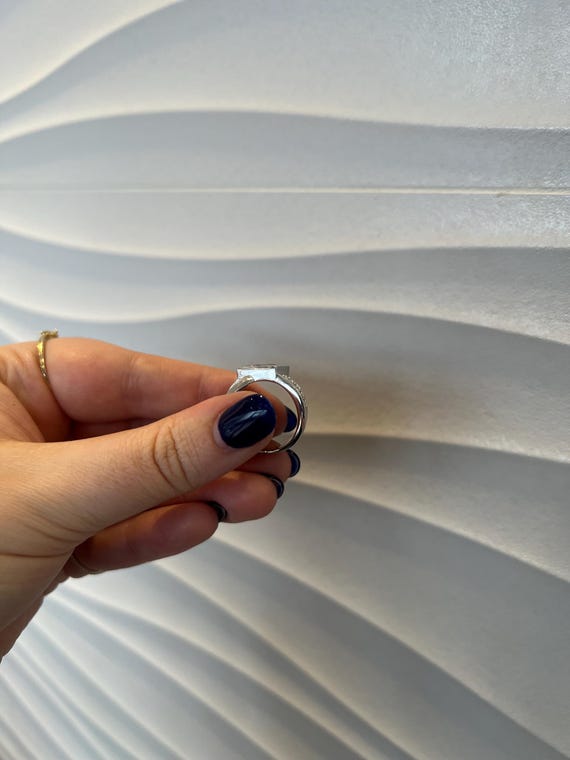 Silver and peach stone statement ring - image 3