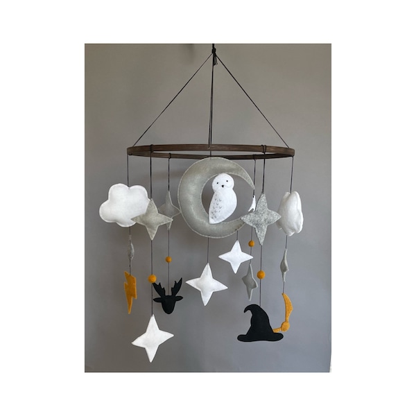 Harry Potter Inspired Crib Baby Mobile Nursery Decor (Snitch, stars, owl, moon)