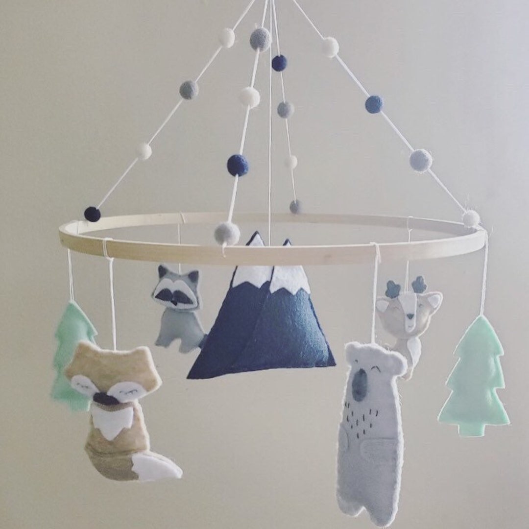 Woodland Theme Fox Bear Deer Raccoon Pine Trees Mountains Baby - Etsy