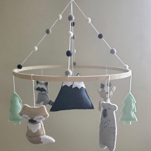 Woodland Theme Fox Bear Deer Raccoon Pine Trees Mountains Baby - Etsy