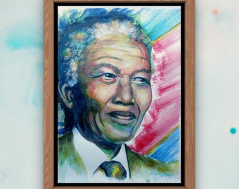 NELSON MANDELA  WATERCOLOR Portrait Art Print