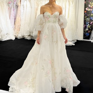 Off Shoulder Floral Wedding Dress Princess Sweetheart Print - Etsy