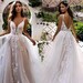 A-Line Appliqued Lace Tulle Boho Wedding Dress, bridal gowns & separates, 3D Flowers Spaghetti Straps Bride Dresses Princess Floor Length 