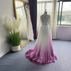 Unique Floral Wedding Gown A-line Boho Dress 2024 Pleated - Etsy