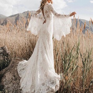 Boho Wedding Dresses Bridal Gowns & Separates V Neck Bell - Etsy