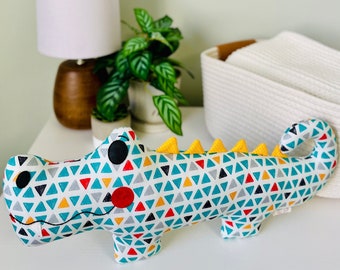 Cotton Alligator Nursery Pillow: Kids Room Decor, Jungle Themed Nursery, Crocodile Plush