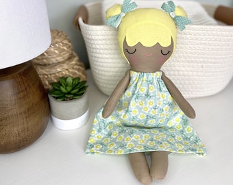 Handmade Fabric Doll, Brown Skin Doll, Heirloom Doll, Toddler Fabric Doll, Girl First Doll, Girl Birthday Gift, Brown Cloth doll, Soft Doll