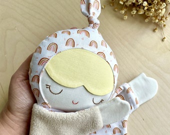 Personalized Baby Doll Lovey Blanket: Rainbow Cotton Security Blanket