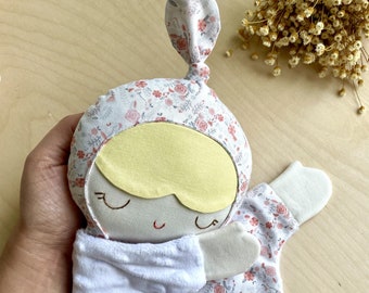 Personalized Baby Doll Lovey Blanket: Floral Cotton Security Blanket