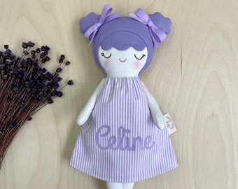 Personalized Baby Girl Doll, Handmade Heirloom Cotton Fabric Doll